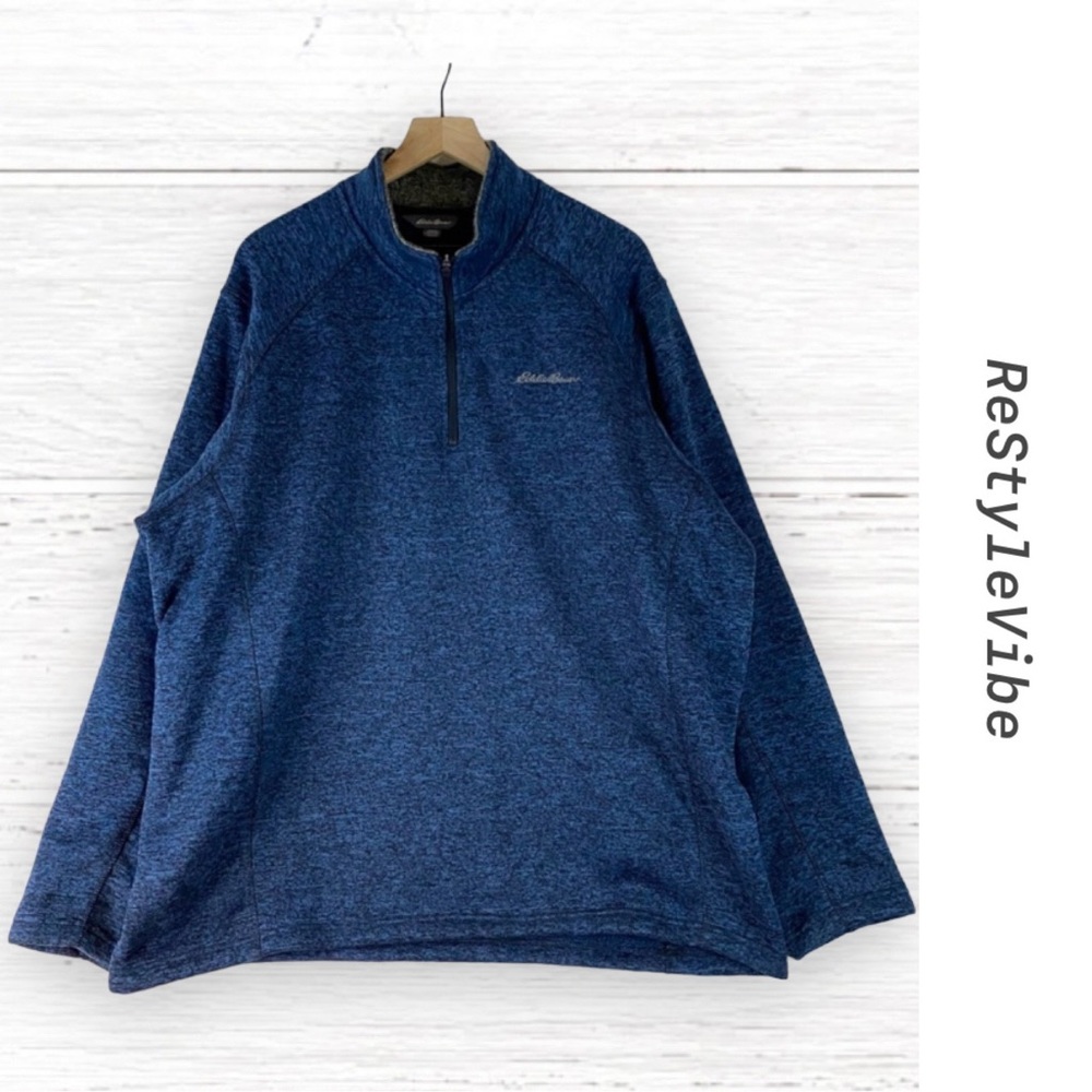 EDDIE BAUER Men’s Size XXL Pullover Fleece 1/4 Zipper Heather Embroidered Logo